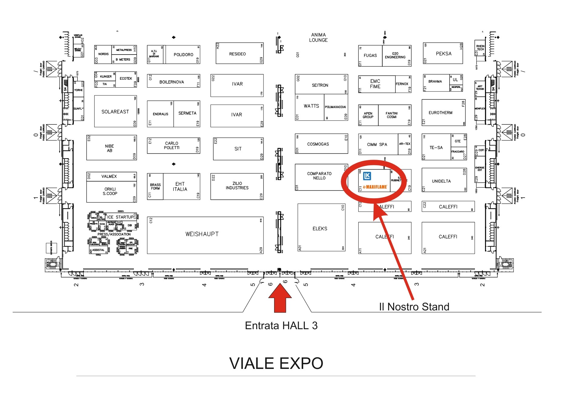 piantina stand MCE Milano